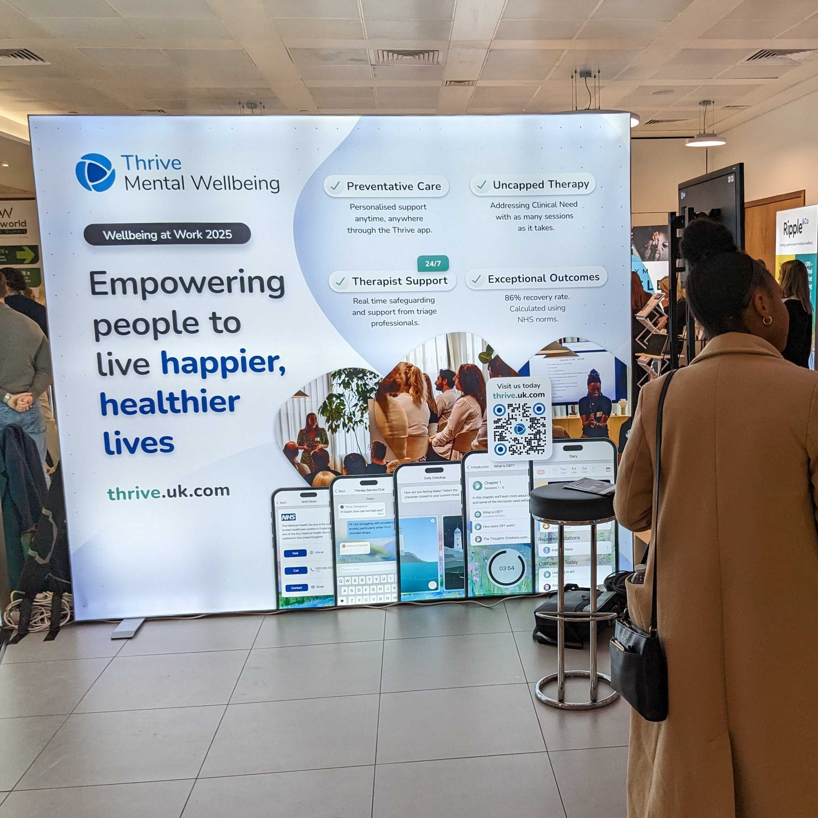Thrive Mental Wellbeing exhibition stand at Wellbeing at Work 2025