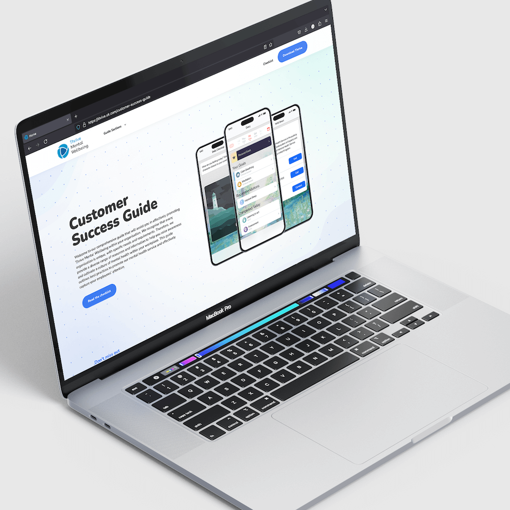 Thrive customer enablement platform shown on a laptop